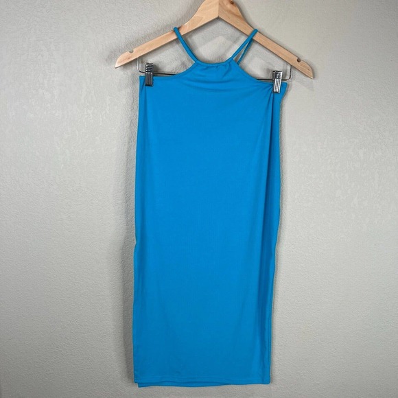 WeWoreWhat Dresses & Skirts - We Wore What Women's Halter Neck Ribbed Mini Cocktail Dress Blue Small